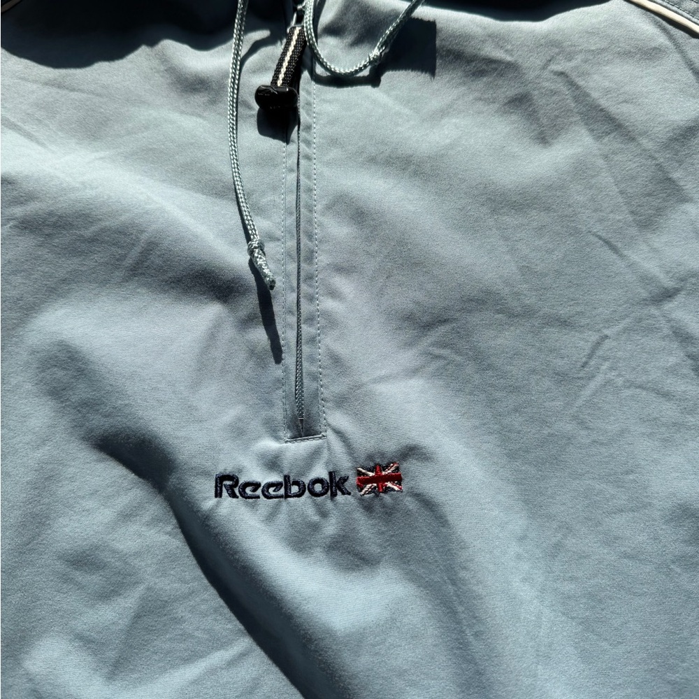 Vintage 90s Reebok Light Blue Half-Zip Windbreaker Anorak • Y2K Sporty